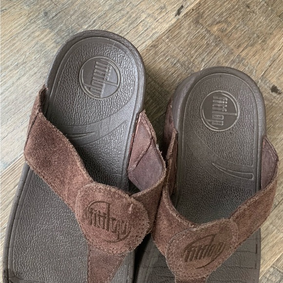 FitFlop Womens Oasis Thong Style Sandals Brown Micro Wobble Board - Picture 2 of 6